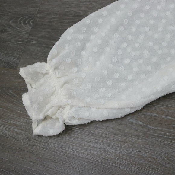 White sheer swiss dot peasant blouse - Picture 6 of 8